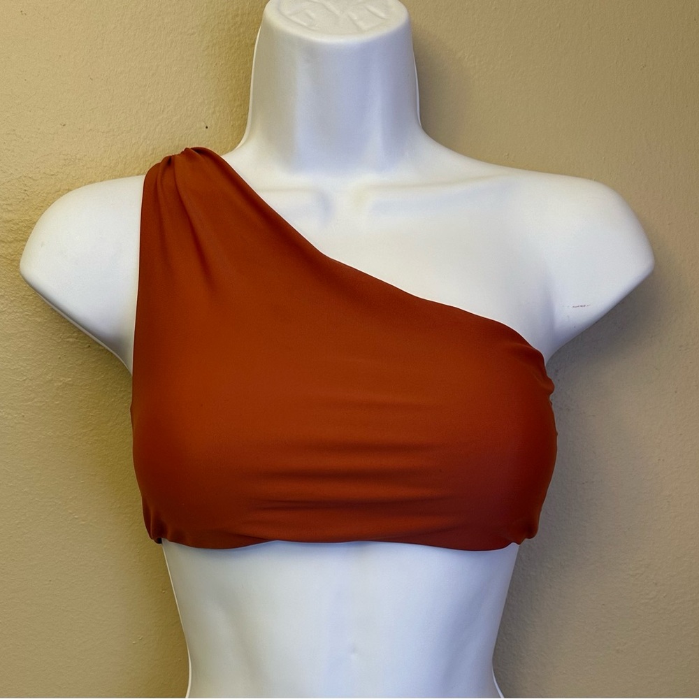 summersalt One-Shoulder Bikini Top in Rust